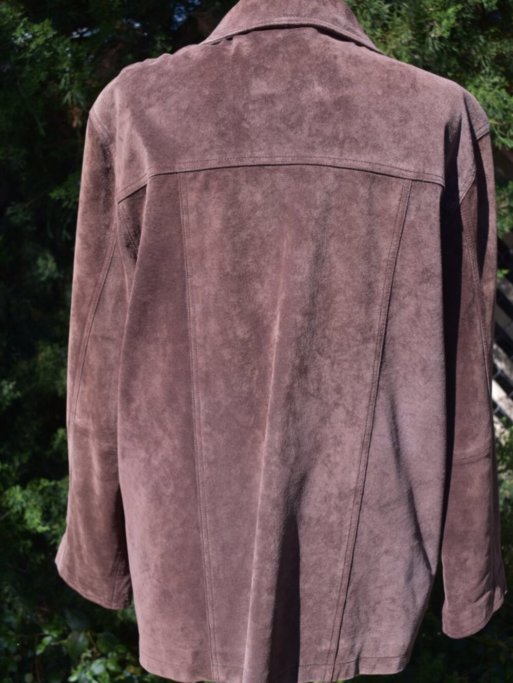 Brown Suede Button-Front Jacket | Fully Lined | Classic Style - Picture 8 of 14